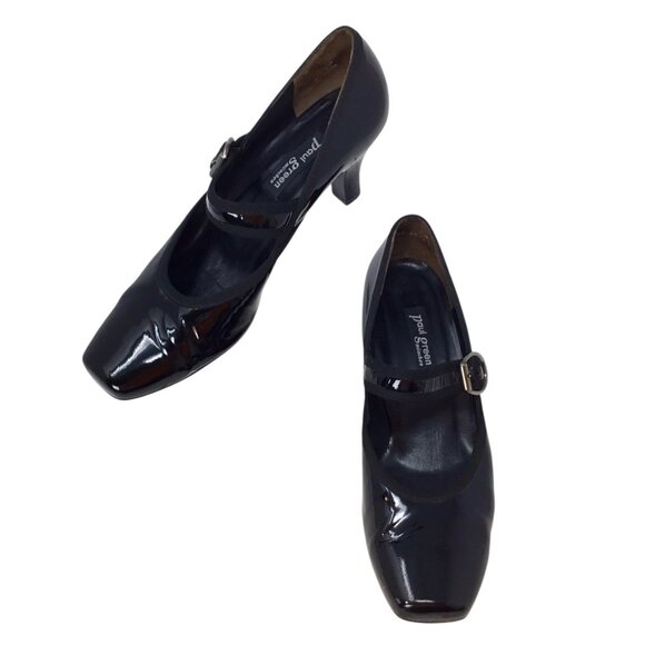 Paul Green Mary Jane Black Sz 7.5 Patent Leather Pumps Handmade Austria 2044 - Picture 3 of 12